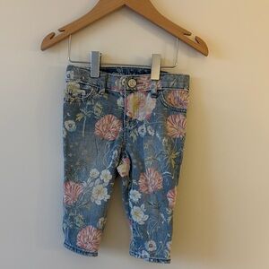 GAP Blue and Pink Floral Jeans